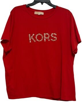 Red Tee with Embellished KORS Logo
